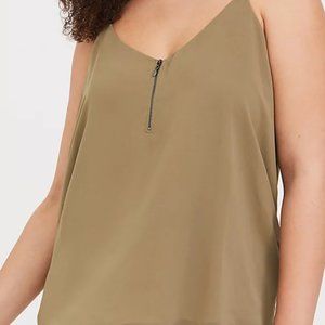 Torrid Sophie - Olive chiffon zip cami 2X